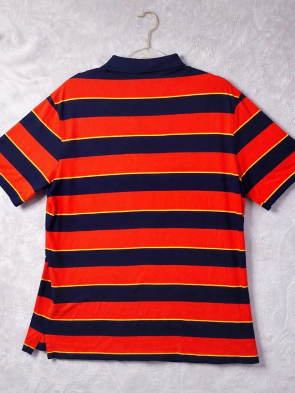 Polo by Ralph Lauren Golf Orange & Navy Striped Pima Cotton Polo Shirt